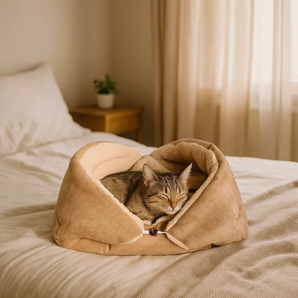 2-in-1 Katzenbett &amp; Kuscheldecke – Weiches Kuschelbett für Katzen