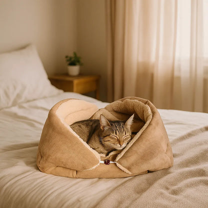 2-in-1 Katzenbett &amp; Kuscheldecke – Weiches Kuschelbett für Katzen