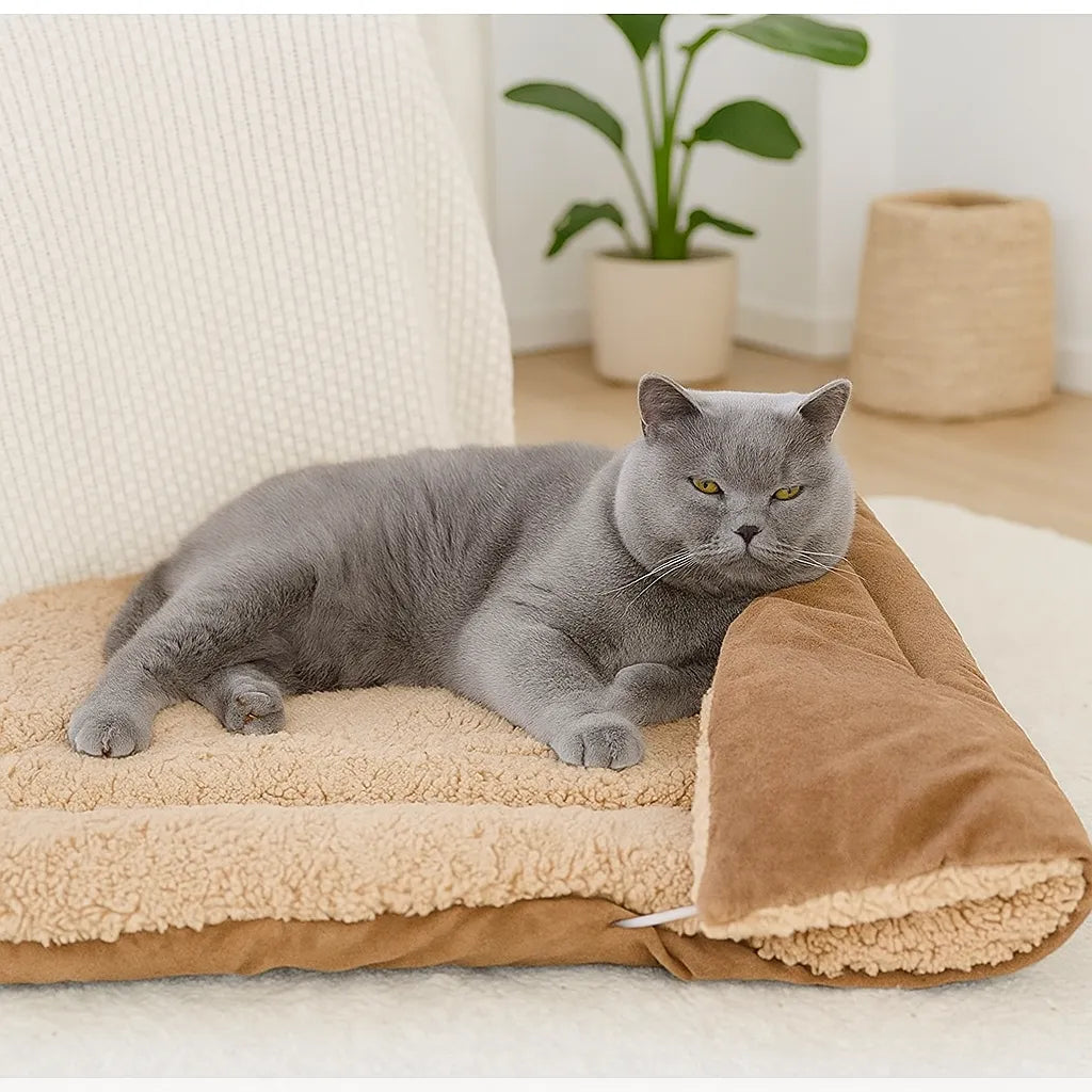 2-in-1 Katzenbett &amp; Kuscheldecke – Weiches Kuschelbett für Katzen