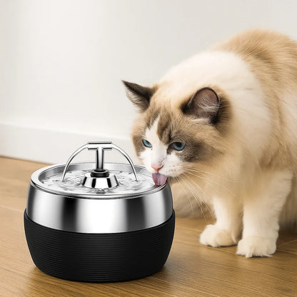 Edelstahl Trinkbrunnen für Katzen &amp; Hunde – Fließendes Wasser