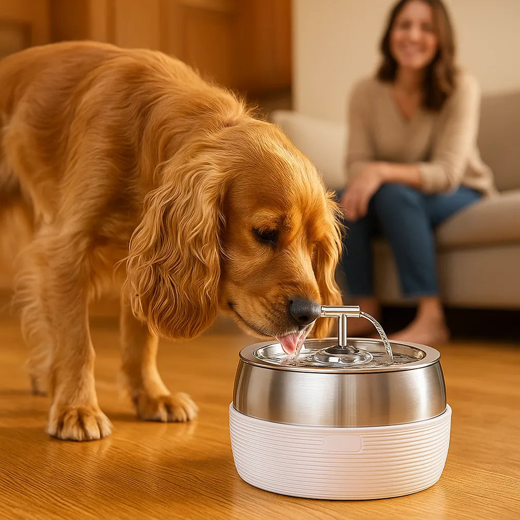Edelstahl Trinkbrunnen für Katzen &amp; Hunde – Fließendes Wasser