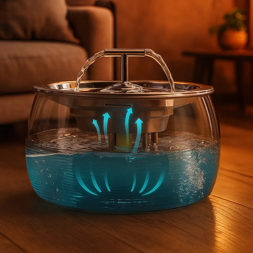 Edelstahl Trinkbrunnen für Katzen &amp; Hunde – Fließendes Wasser
