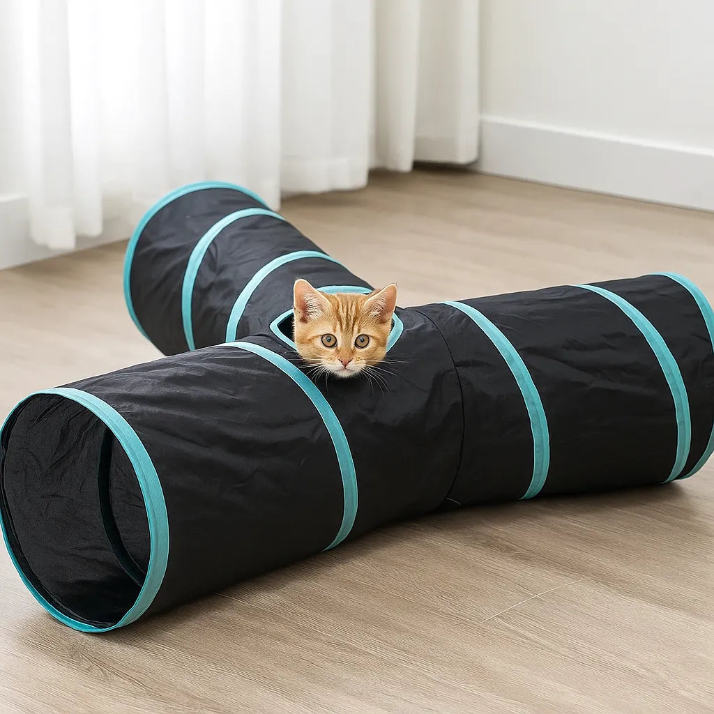 Spieltunnel 3-Wege faltbar für Katzen &amp; kleine Hunde | Katzentunnel