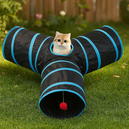 Spieltunnel 3-Wege faltbar für Katzen &amp; kleine Hunde | Katzentunnel