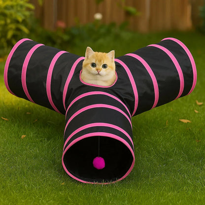 Spieltunnel 3-Wege faltbar für Katzen &amp; kleine Hunde | Katzentunnel