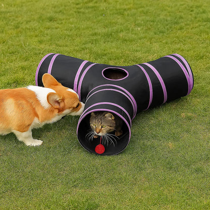 Spieltunnel 3-Wege faltbar für Katzen &amp; kleine Hunde | Katzentunnel