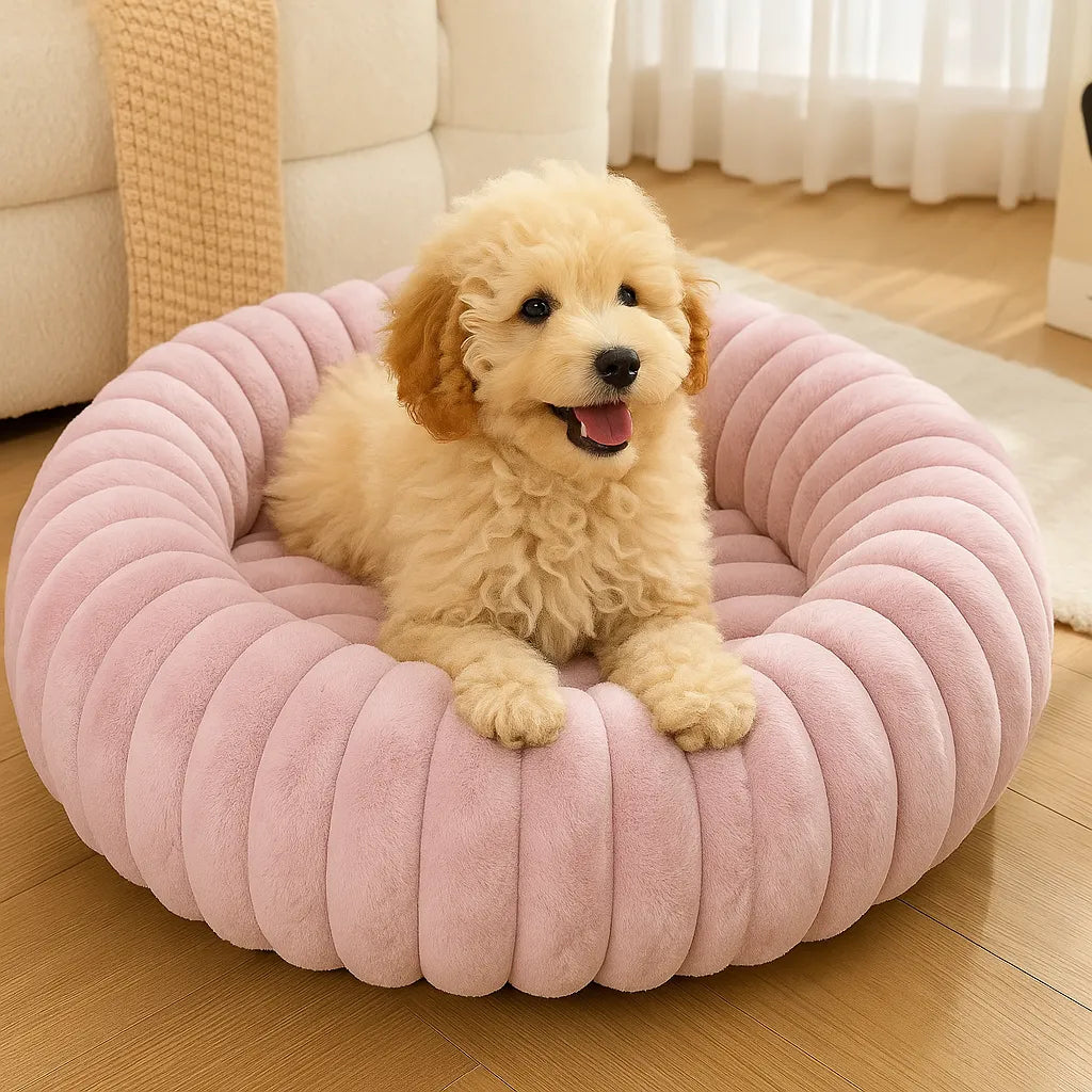 Hundebett Donut - Flauschiges Kuschelbett für kleine &amp; große Hunde
