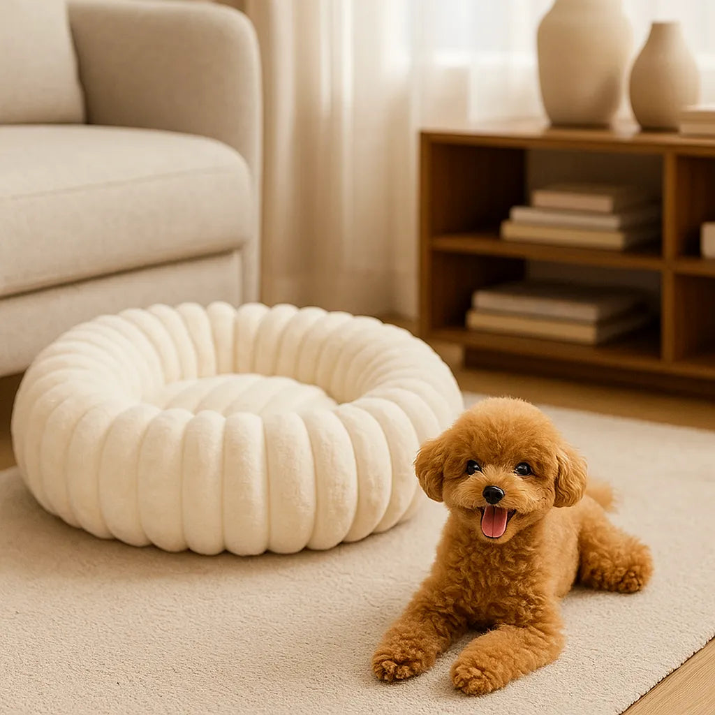 Hundebett Donut - Flauschiges Kuschelbett für kleine &amp; große Hunde