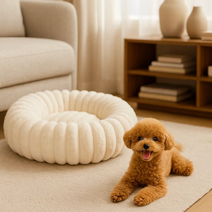 Hundebett Donut - Flauschiges Kuschelbett für kleine &amp; große Hunde