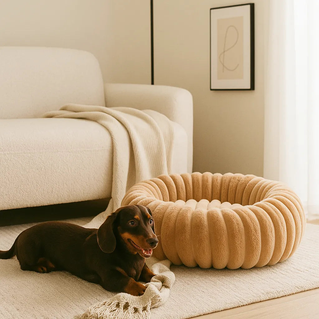 Hundebett Donut - Flauschiges Kuschelbett für kleine &amp; große Hunde