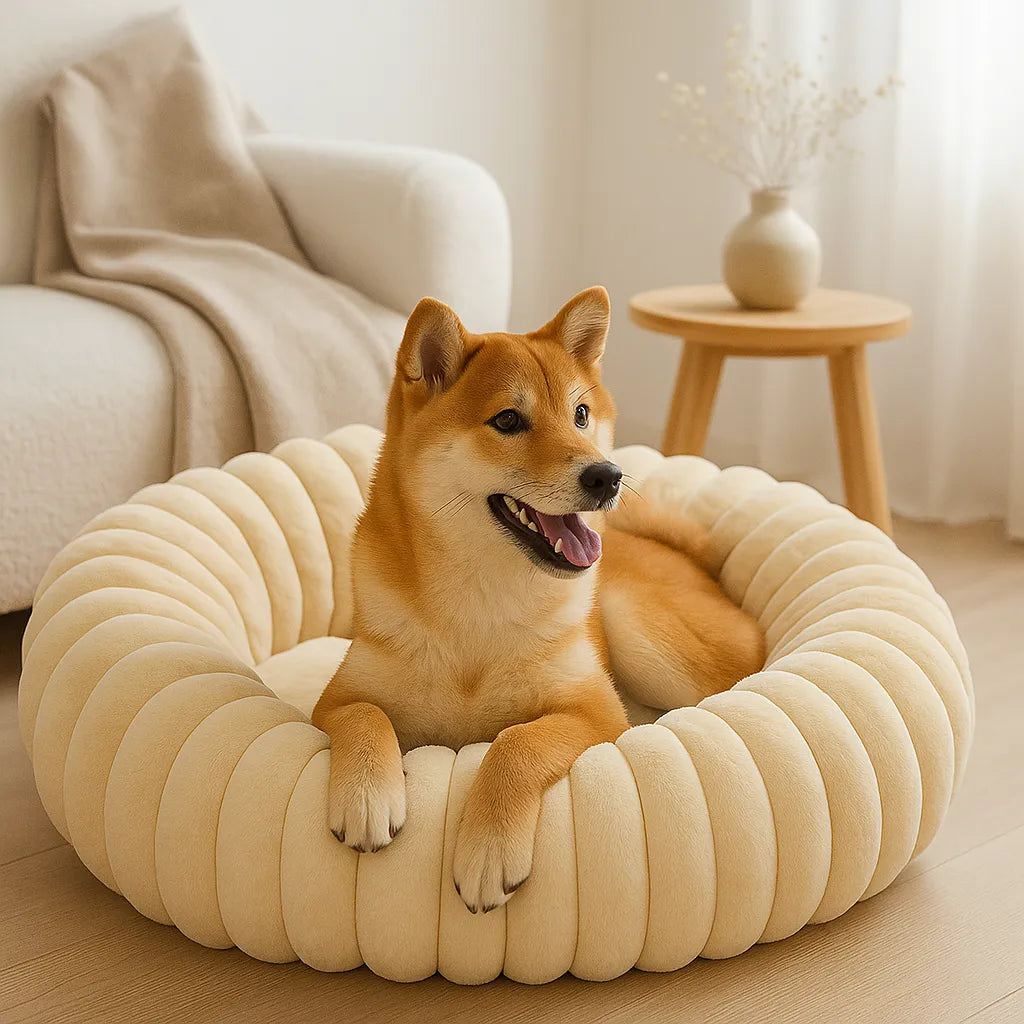 Hundebett Donut - Flauschiges Kuschelbett für kleine &amp; große Hunde