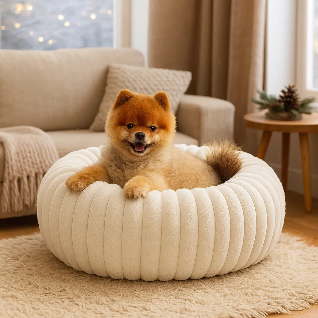 Hundebett Donut - Flauschiges Kuschelbett für kleine &amp; große Hunde