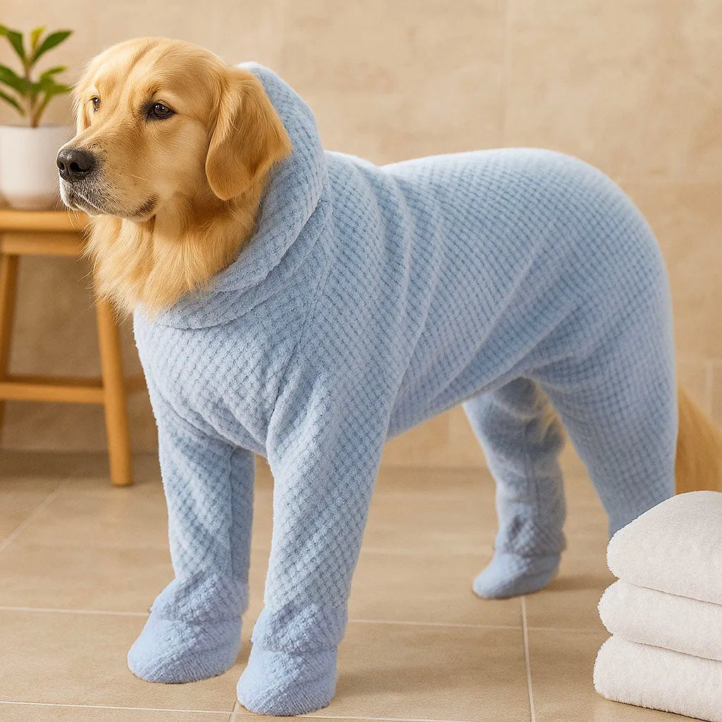 Hundebademantel Saugstark – Mikrofaser Trockentuch mit Kapuze für Hunde