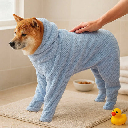 Hundebademantel Saugstark – Mikrofaser Trockentuch mit Kapuze für Hunde