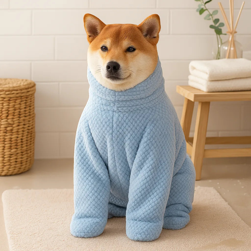 Hundebademantel Saugstark – Mikrofaser Trockentuch mit Kapuze für Hunde