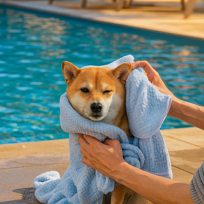 Hundebademantel Saugstark – Mikrofaser Trockentuch mit Kapuze für Hunde