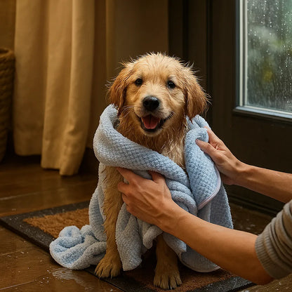 Hundebademantel Saugstark – Mikrofaser Trockentuch mit Kapuze für Hunde