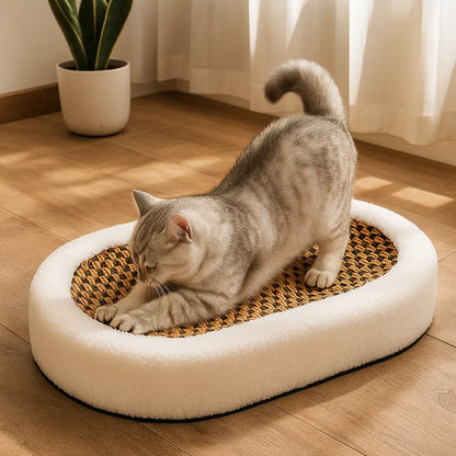 Katzenbett mit Kratzfläche | 2-in-1 Kuschelbett &amp; Kratzmöbel