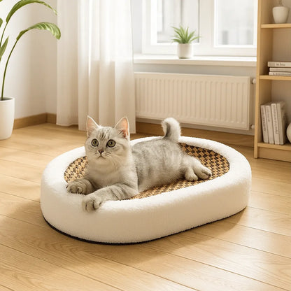 Katzenbett mit Kratzfläche | 2-in-1 Kuschelbett &amp; Kratzmöbel