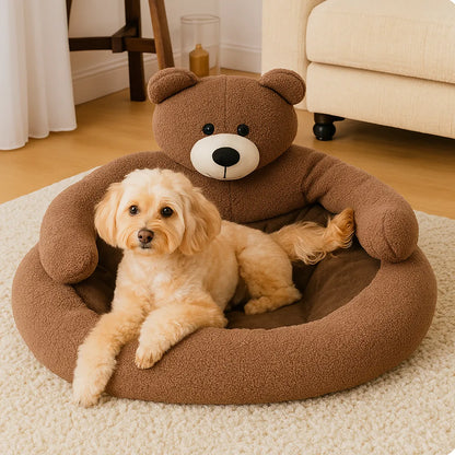 Hundebett Beruhigend | Flauschiges Winter-Kuschelbett mit anpassbaren Armen