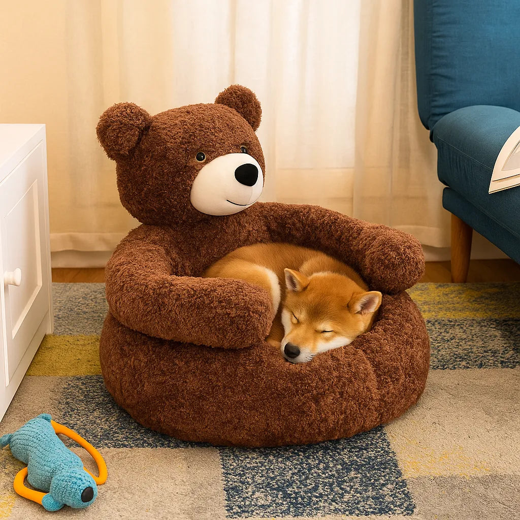 Hundebett Beruhigend | Flauschiges Kuschelbett mit anpassbaren Armen