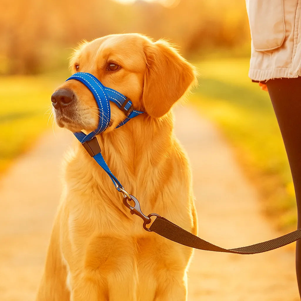 Hundehalfter gegen Ziehen – Verstellbar mit Leine für Gassi gehen