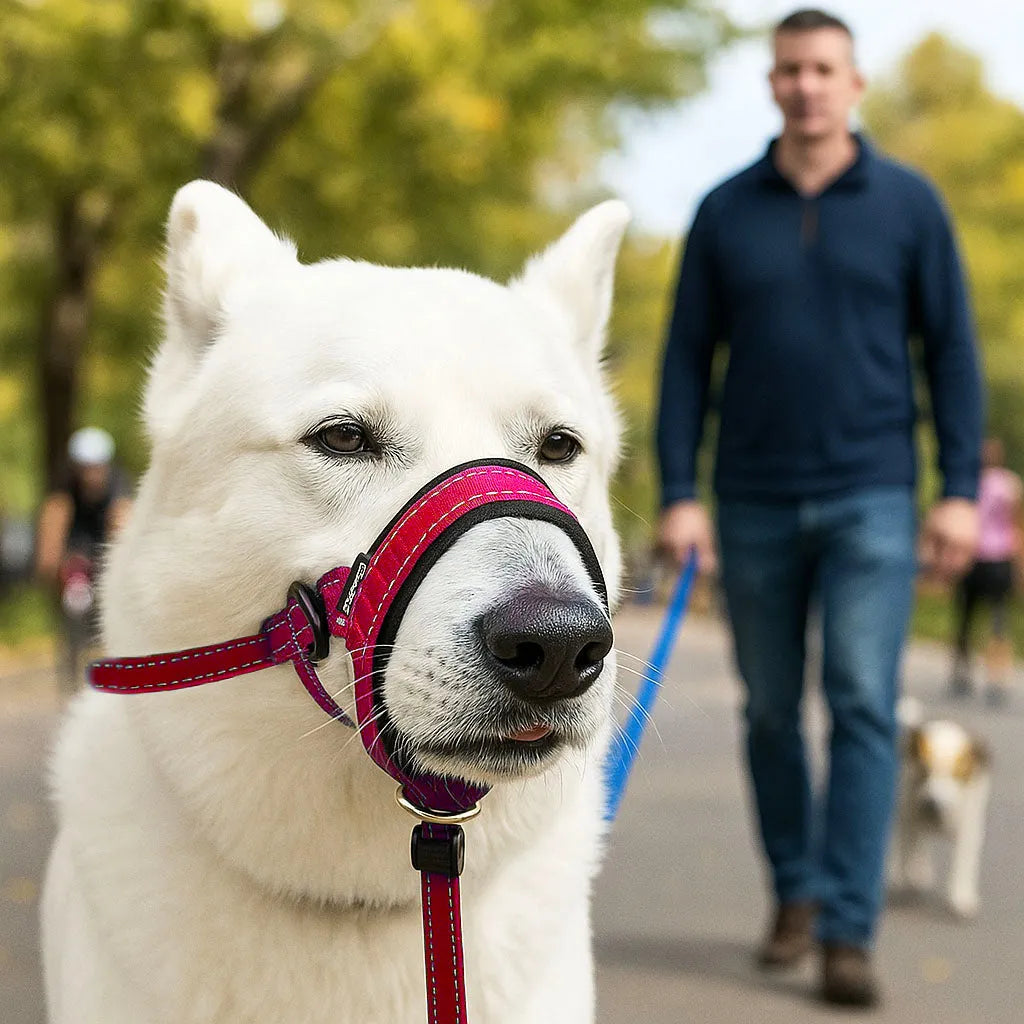 Hundehalfter gegen Ziehen – Verstellbar mit Leine für Gassi gehen
