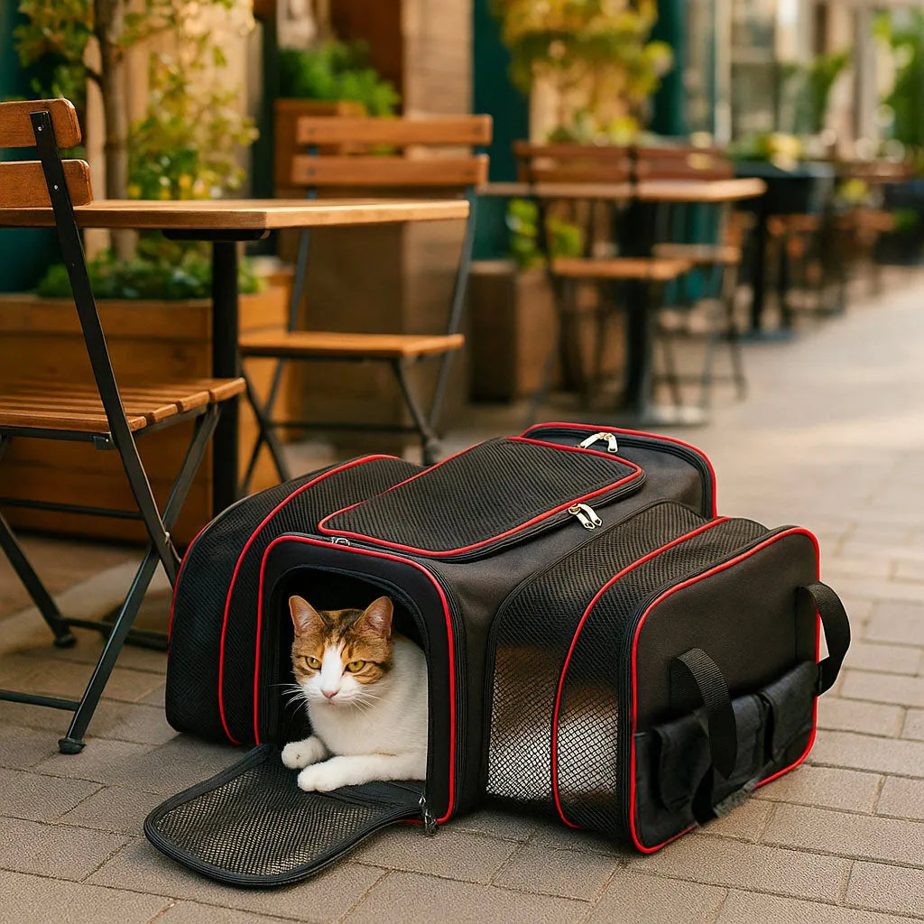 Hundetransporttasche faltbar - Atmungsaktive &amp; sichere Reisetasche