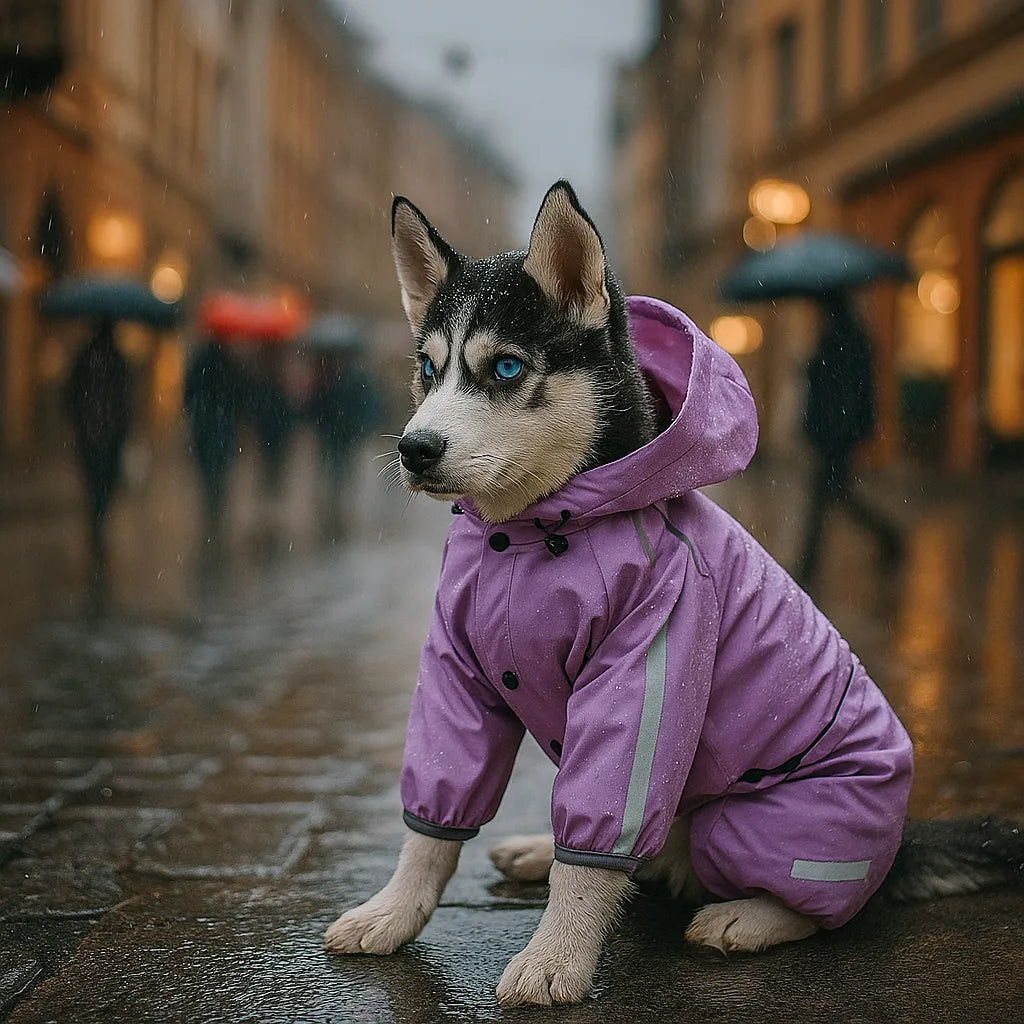 Wasserdichte Hunde-Regenjacke - Reflektierender Regenmantel für Sichtbarkeit