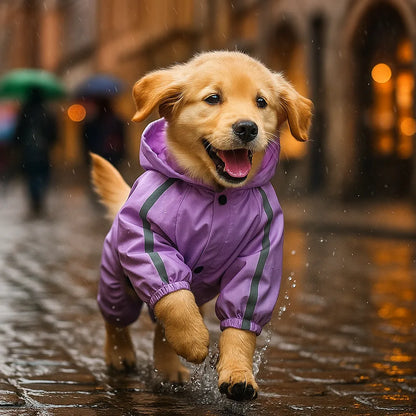 Wasserdichte Hunde-Regenjacke - Reflektierender Regenmantel für Sichtbarkeit