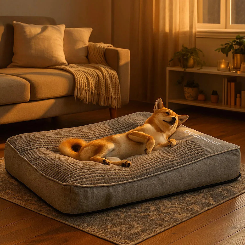 Hundebett mit Rand - Kuscheliges Hundekissen mit erhöhter Kopfstütze