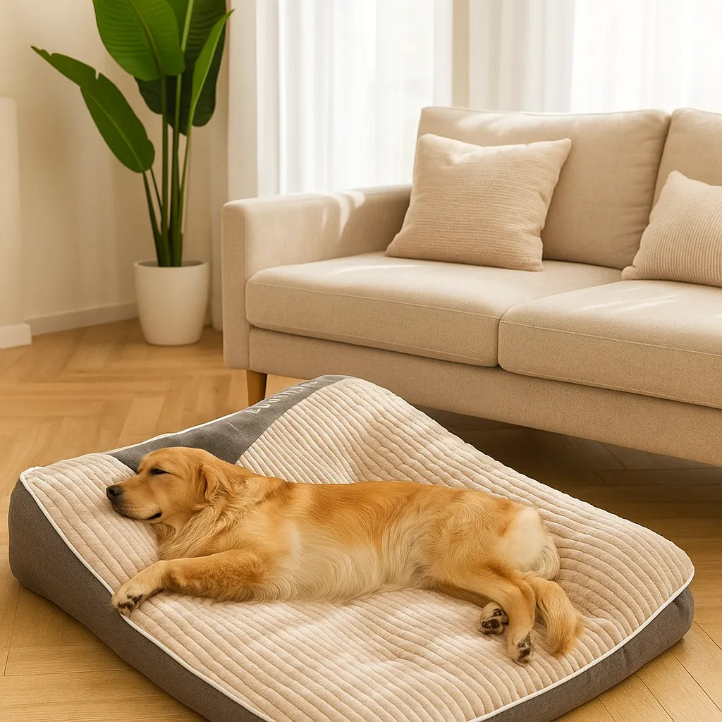 Hundebett mit Rand - Kuscheliges Hundekissen mit erhöhter Kopfstütze