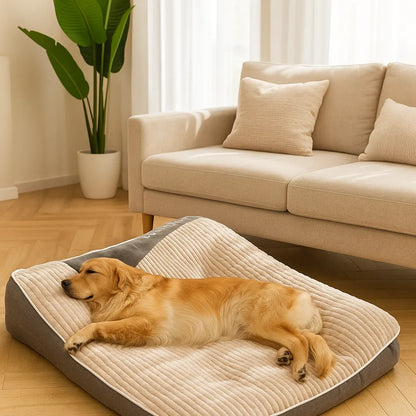 Hundebett mit Rand - Kuscheliges Hundekissen mit erhöhter Kopfstütze