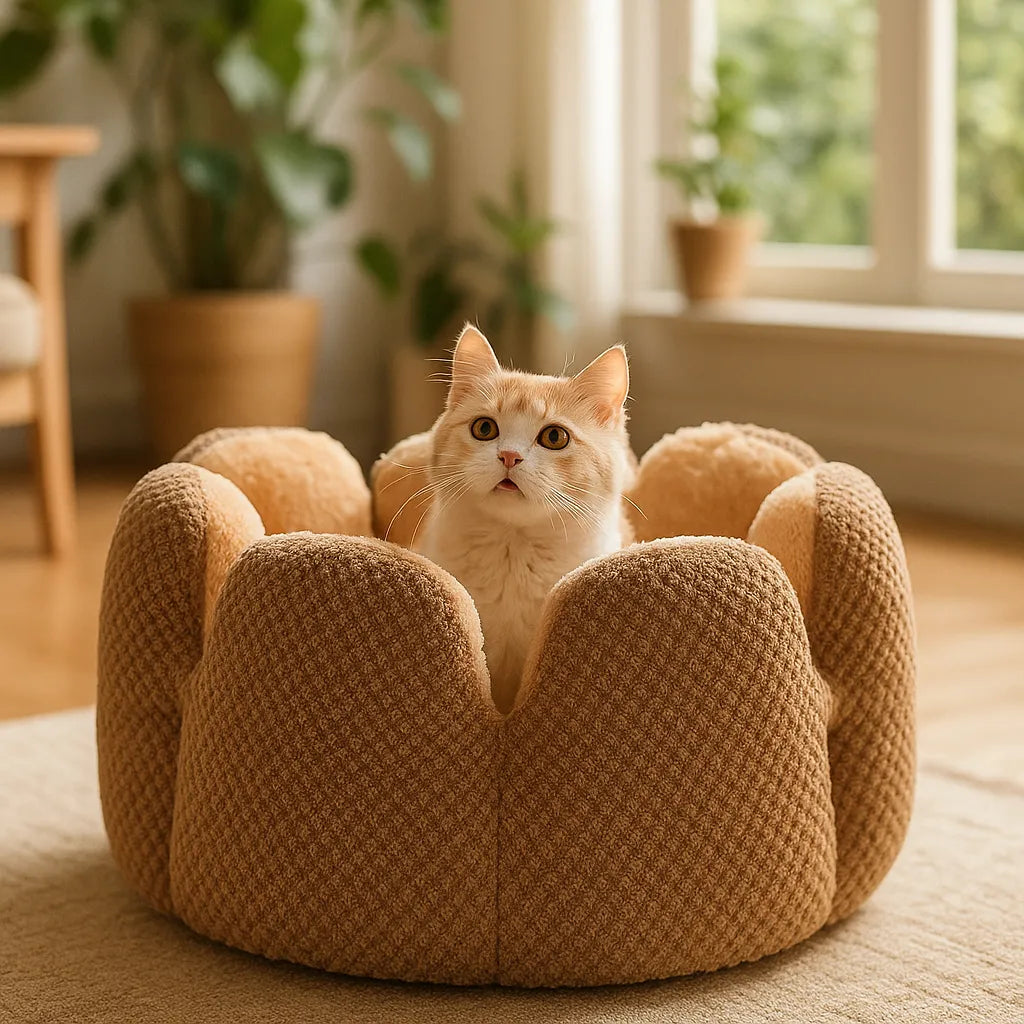 Kuschelbett Winter | Haustierbett Kaktus-Design für Hund &amp; Katze