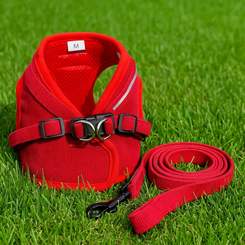Hundegeschirr mit Leine | Atmungsaktiv, verstellbar &amp; reflektierend