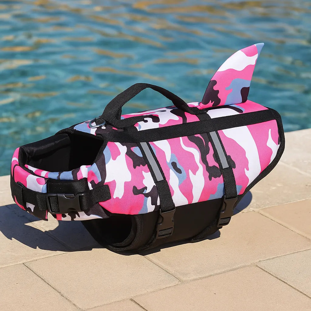 Schwimmweste Hund mit Sharkfin | Sicher &amp; reflektierend mit Griff