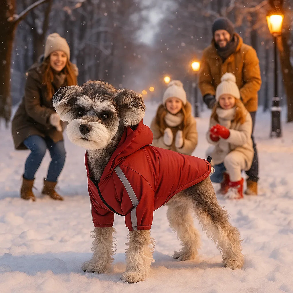 Warme Hundejacke Winter | Wasserdicht, reflektierend mit Kapuze