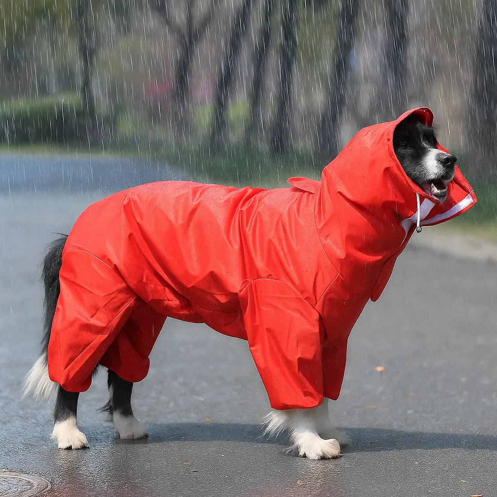 Wasserdichte Hunde regenjacke | Leichter Hundejumpsuit mit Beinen