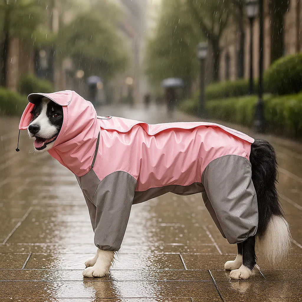 Wasserdichte Hunde regenjacke | Leichter Hundejumpsuit mit Beinen