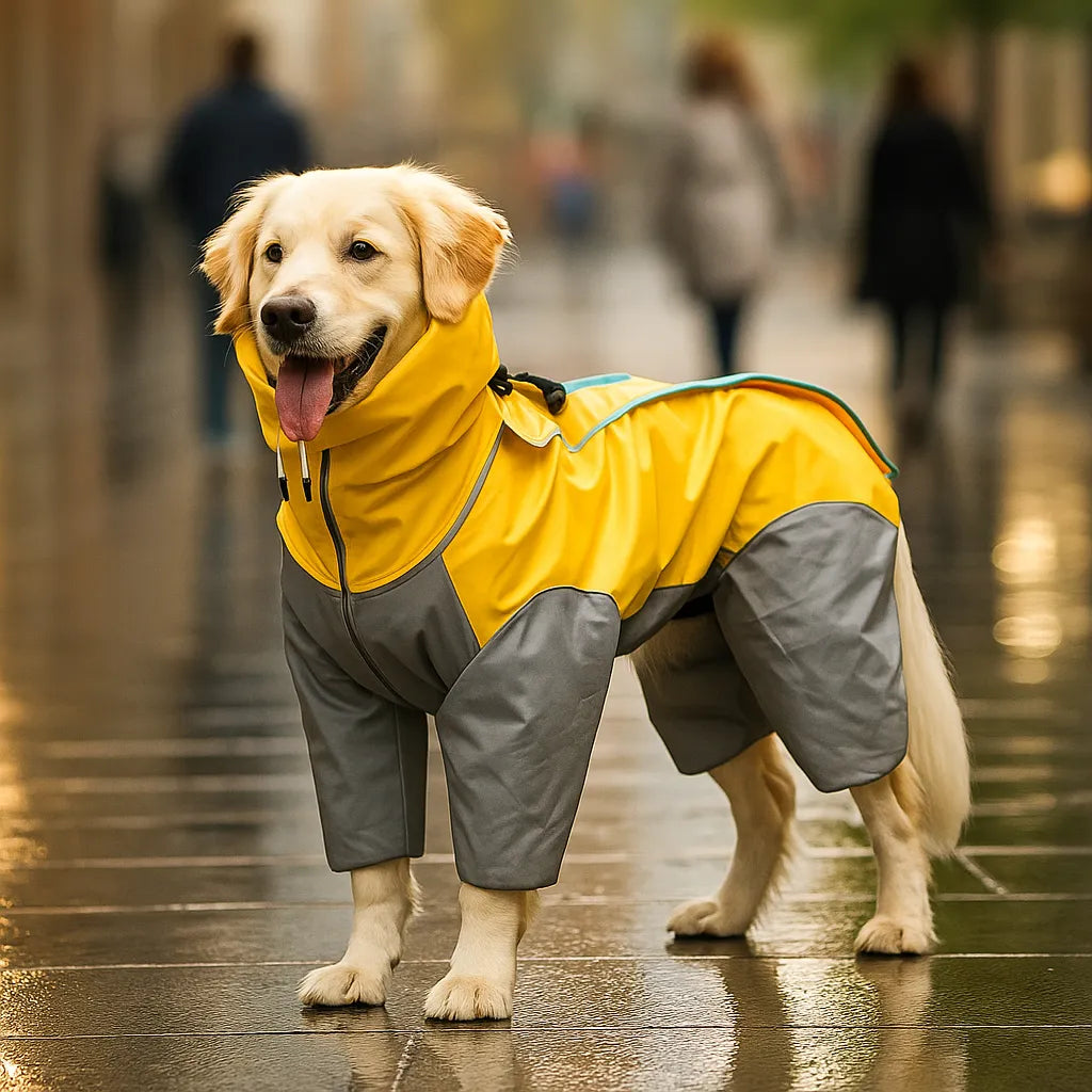Wasserdichte Hunde regenjacke | Leichter Hundejumpsuit mit Beinen