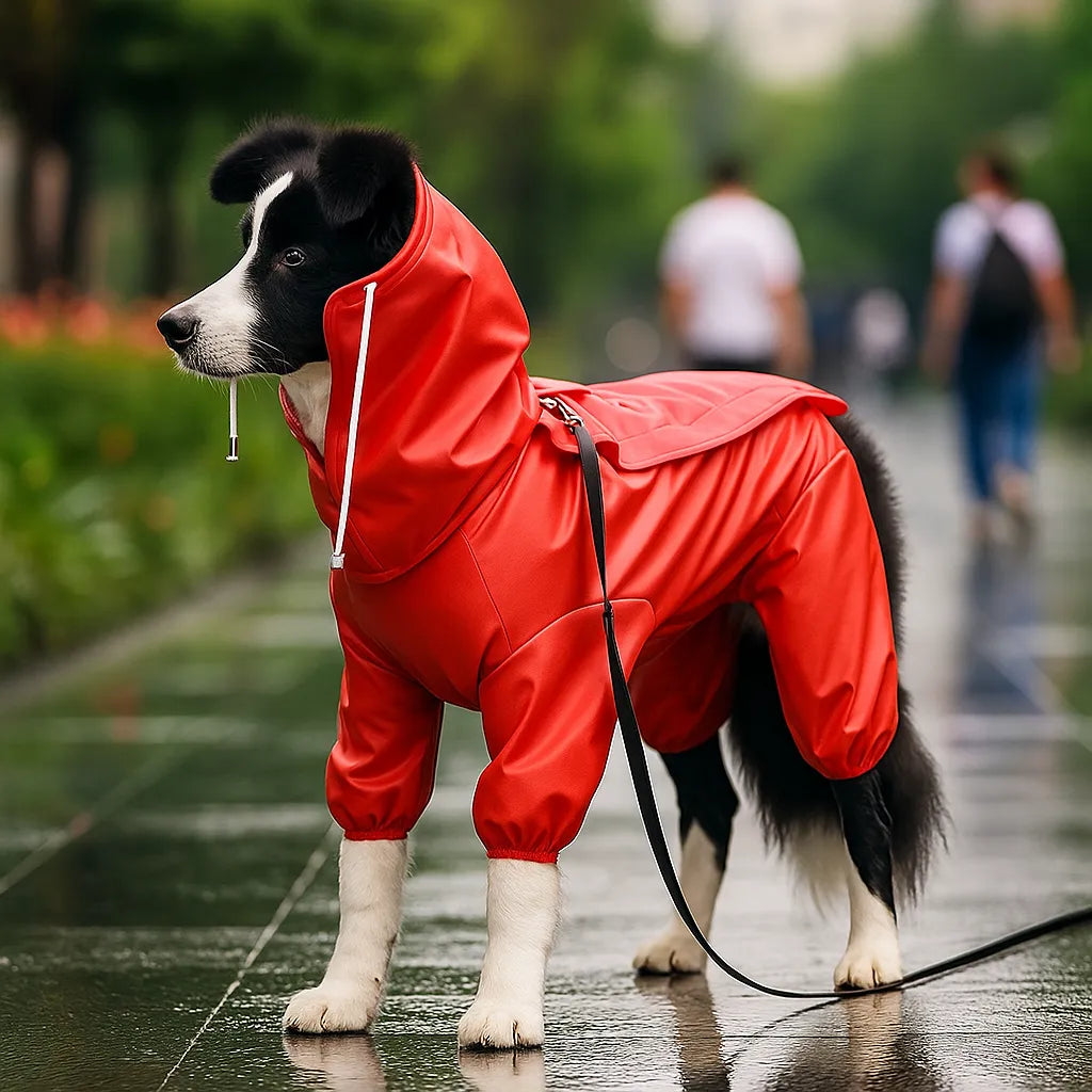 Wasserdichte Hunde regenjacke | Leichter Hundejumpsuit mit Beinen