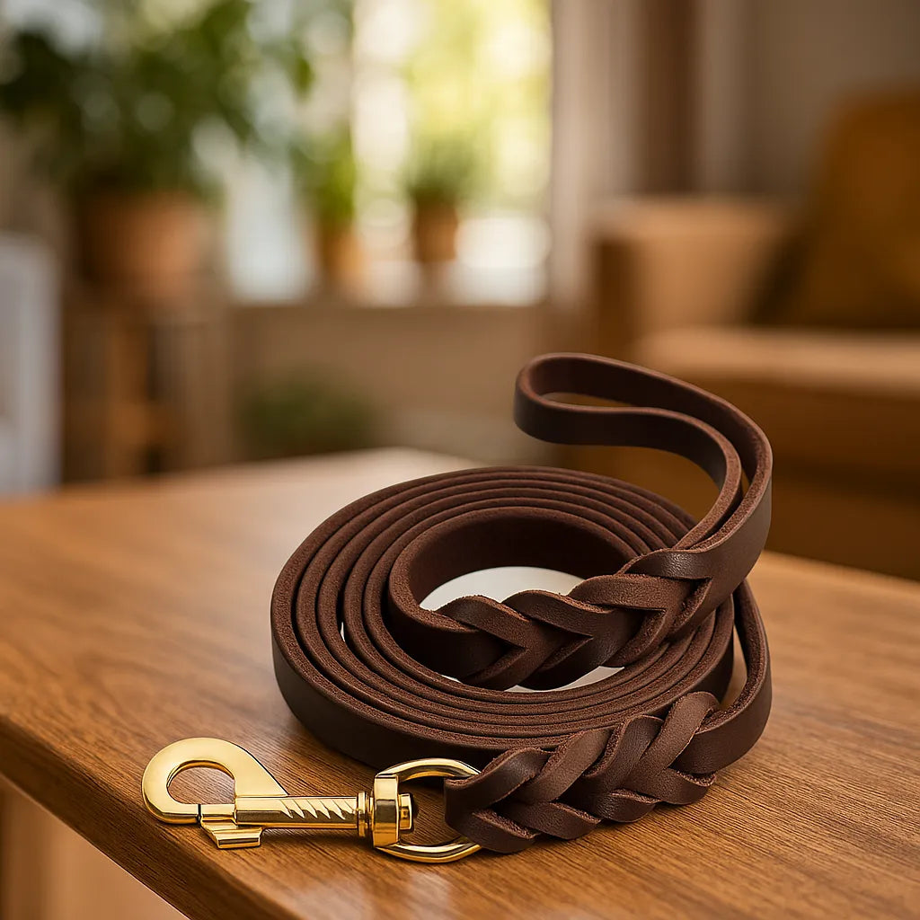 Hundeleine aus Leder | Weiche Handschlaufe | Robust &amp; langlebig