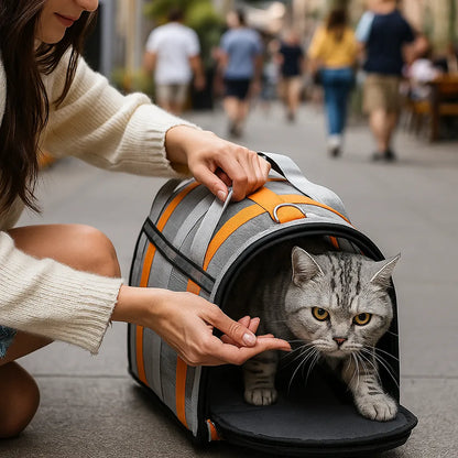 Katzen Transportbox weich &amp; faltbar | Atmungsaktive Tragetasche mit Netz &amp; Tragegriff