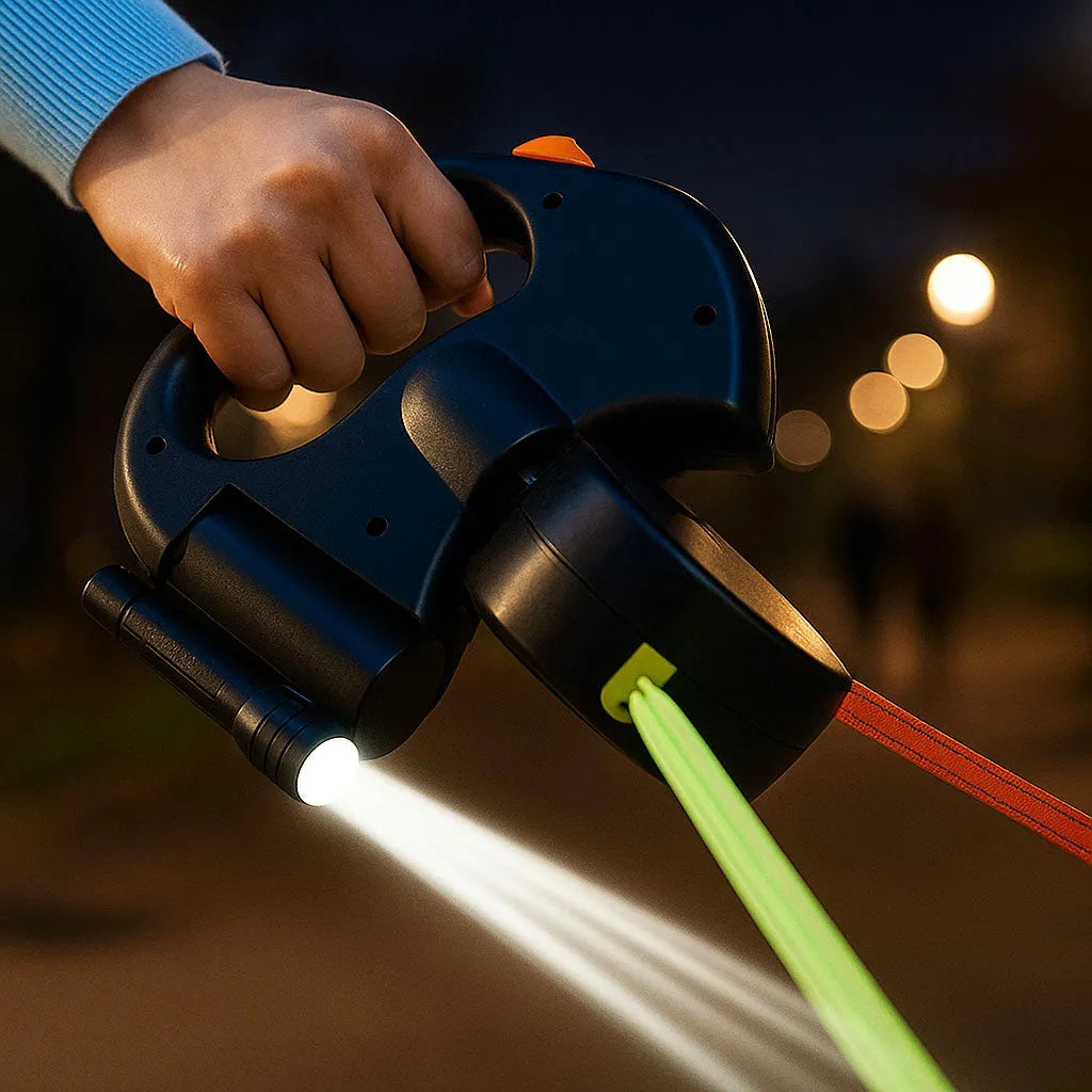 Doppelleine für 2 Hunde | Robust mit Drehgelenk &amp; LED-Licht