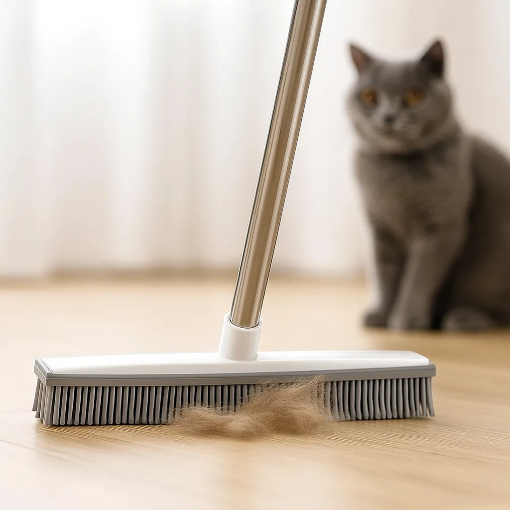 Tierhaarentferner mit Stiel | stabiler Besen für Hunde- &amp; Katzenhaare