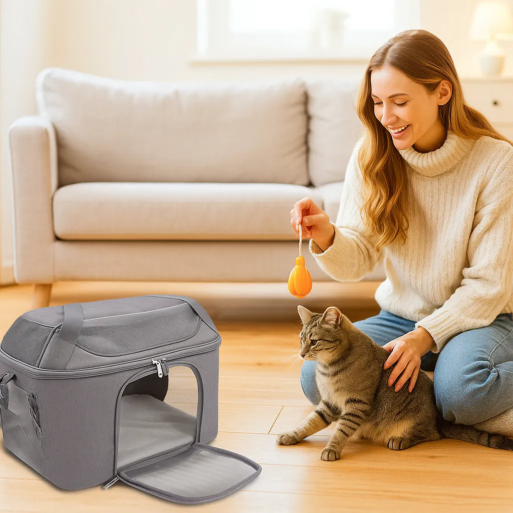 Transportbox Katze faltbar | Leicht &amp; atmungsaktiv