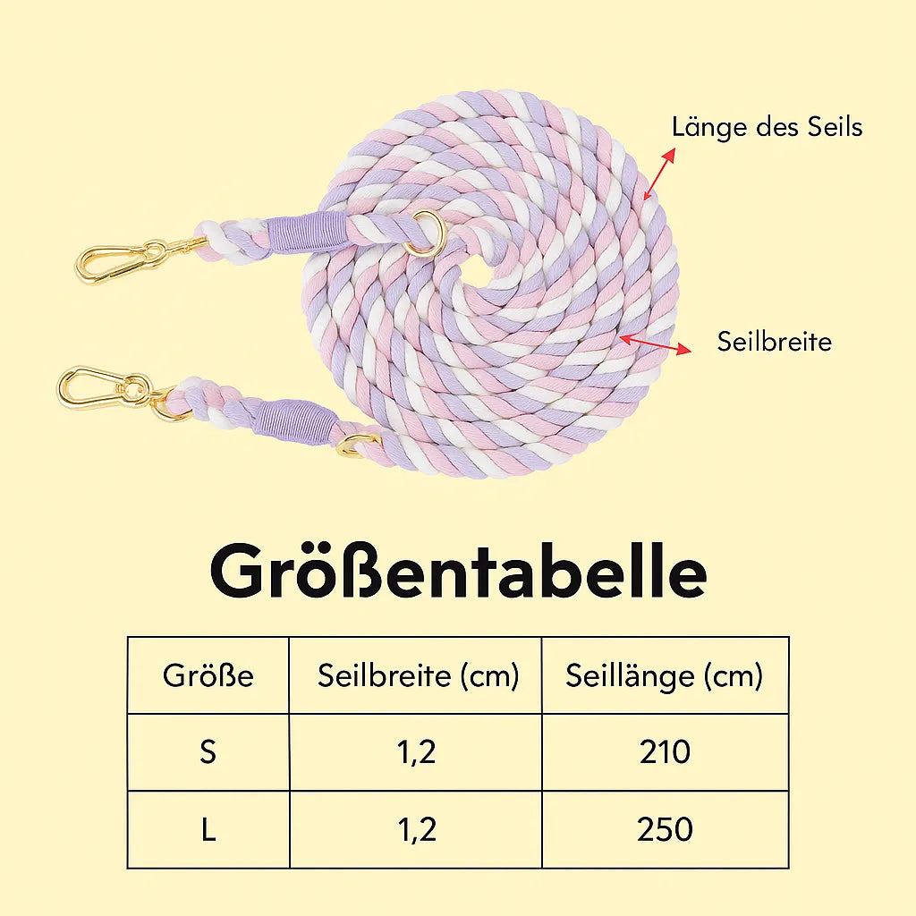 Hundeleine Baumwolle handgefertigt | Verstellbar, langlebig &amp; waschbar