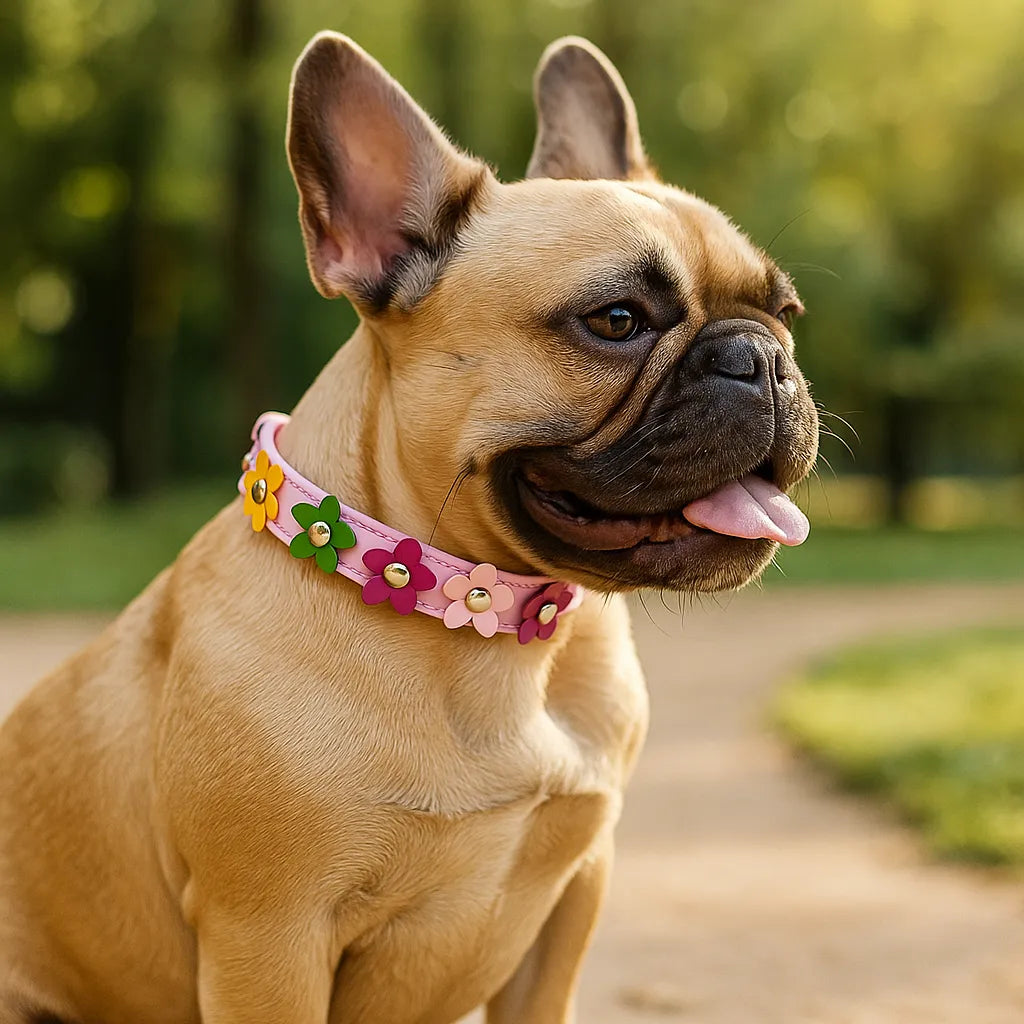 Hundehalsband verstellbar | Robust &amp; weich mit Blumenmuster