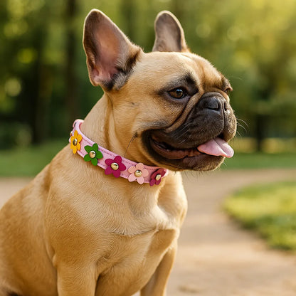 Hundehalsband verstellbar | Robust &amp; weich mit Blumenmuster