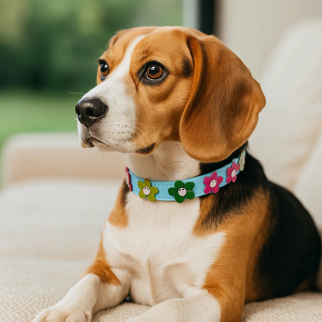 Hundehalsband verstellbar | Robust &amp; weich mit Blumenmuster